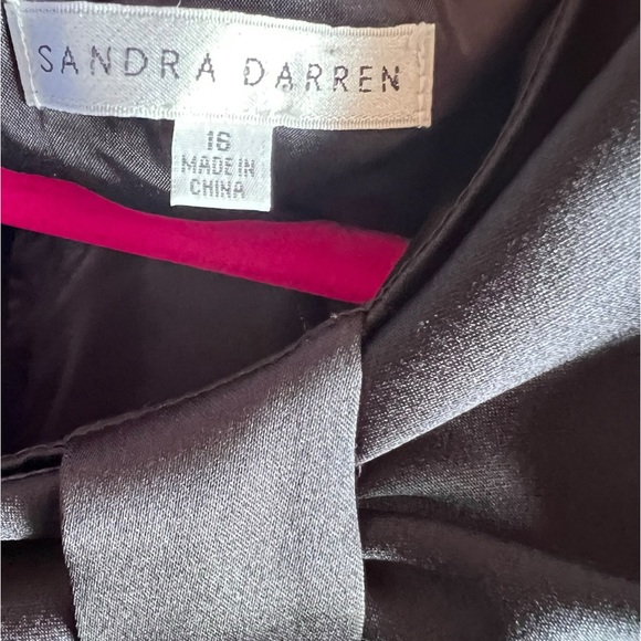 Sandra Darren Black Bow Cocktail Wedding Guest Sheath Sleeveless Dress Size 16 - Picture 3 of 6